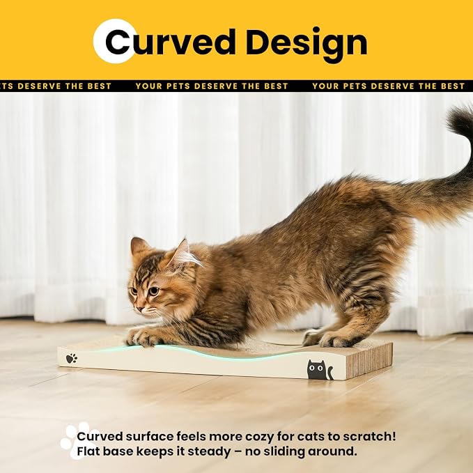 Cat Scratcher, Durable Scratch Pad, Corrugated Cardboard Scratching Board for Indoor Cats, Heavy Duty, Double-Sided Usability, Recyclable, with Catnip, 2 Pack - Image 3