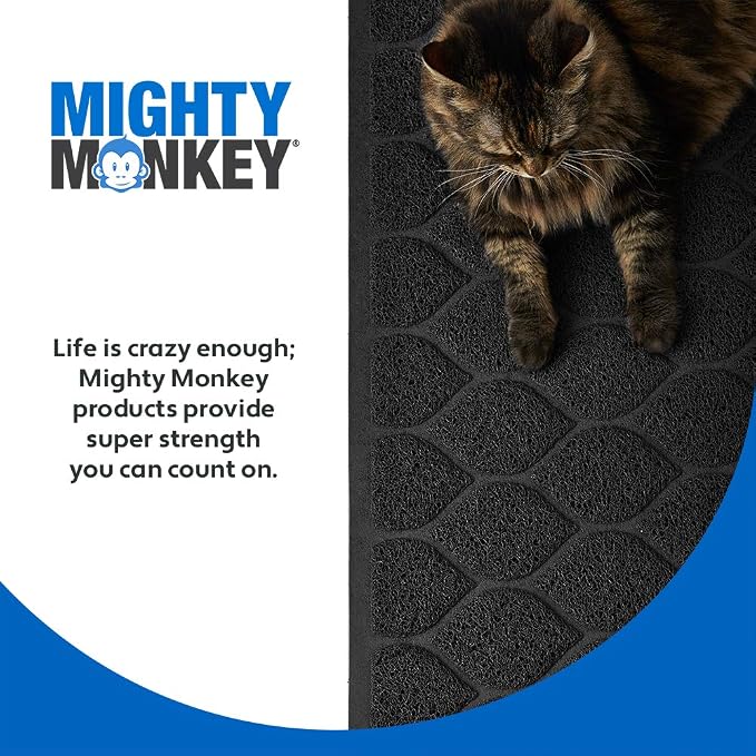 MIGHTY MONKEY Waterproof BPA Free Cat Litter Box Trapping Mat, Easy Clean Floors, Textured Backing, Soft on Sensitive Kitty Paws, Cats Accessories, Less Waste, Stays in Place, 24x17, Black - Image 9