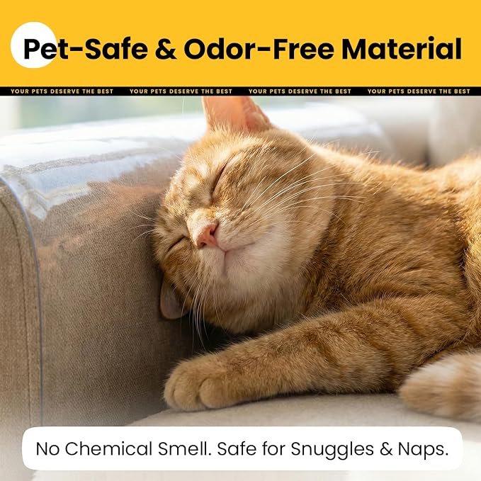 Conlun Cat Scratch Furniture Protector 10-Pack 14in Clear Adhesive Sheets | Flexible Deterrent | guards armchairs | leaves no residue, corner guide sticker | easy peel scraper | Invisible Shield - Image 7