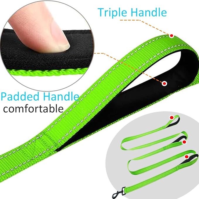 3 Handle Dog Leash 10FT Triple Handle Reflective Large Medium Dog | Multi Handles Heavy Duty Training Lead with Padded Traffic Handles for Control and Safety - Image 3