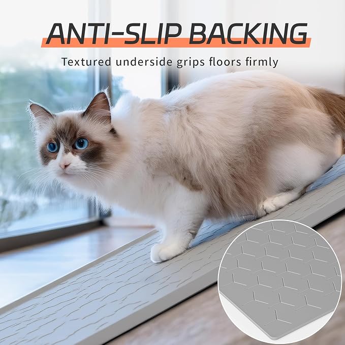 Bulkniu Silicone Cat Litter Mat, 22"x34", Raised Edge Waterproof, Grey | Litter Trapping & Recycling, Easy to Clean, Non-Slip, Durable Safe & Odorless, Paw Friendly - Image 6