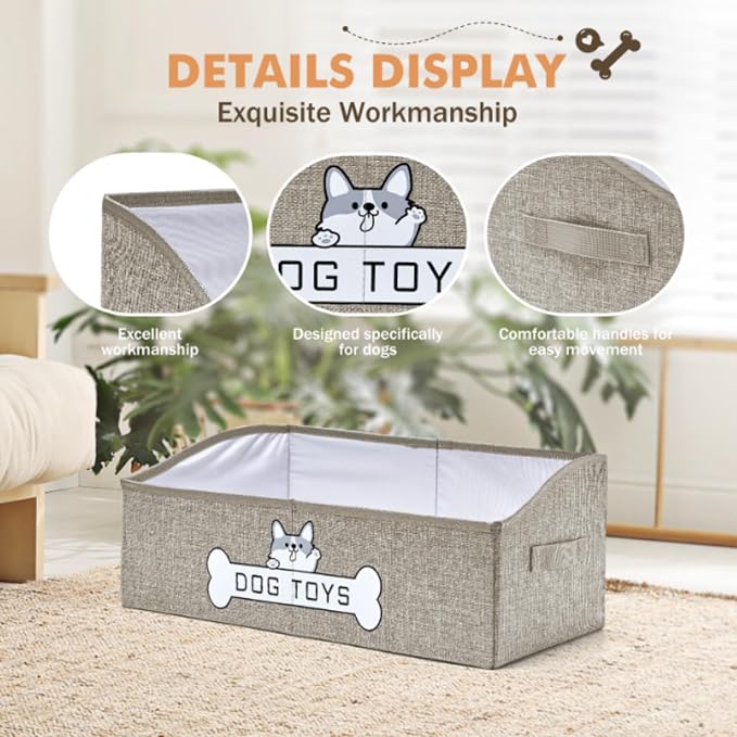 Dog Toy Basket, Specially Designed for Dog Toy Storage, Collapsible Dog Toy Box with Handle，Perfect for Storing Pet Toys and Accessories (Pink) - Image 6