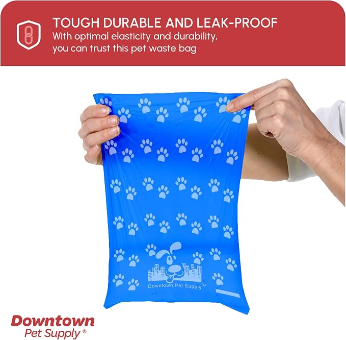 Downtown Pet Supply Poop Bags for Dogs with Dispenser, 220 Count - Leak-Proof Dog Waste Bags and Bone-Shaped Dog Poop Bags Holder for Leash - Rainbow with Paw Prints, 12.5" x 8.5" - Image 6