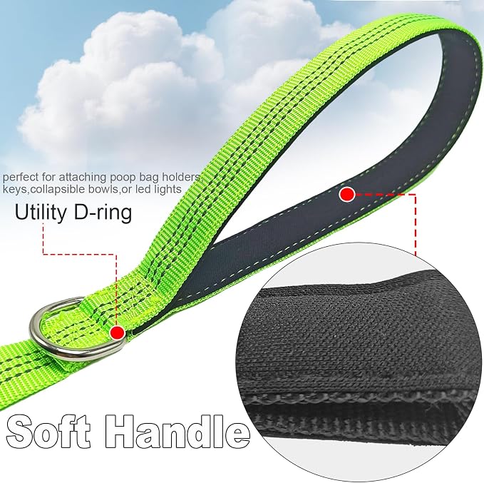 5FT Bungee Dog Leash Shock Absorbing Lightweight Small Medium Dogs | Reflective Nylon Lead 2cm Wide- Soft Handle- Anti-Pull Training- 6 Colors - Image 4