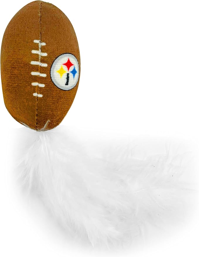 BEST PLUSH CAT TOY NFL PITTSBURGH STEELERS Complete Set of 3 piece Cat Toys filled with Fresh Catnip. Includes: 1 Helmet Cat Toy, 1 Football Cat Toy with Feathers & 1 Beer Bottle. Beautiful Team LOGOS - Image 5