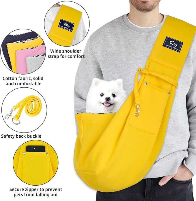 CUBY Dog and Cat Sling Carrier - Hands Free Reversible Pet Papoose Bag - Soft Pouch and Tote Design - Suitable for Puppy, Small Dogs Cats Outdoor - Image 2
