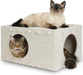 Cat House for Indoor Cats, Scratch Resistance Cat Cave Bed, Felt Peekaboo Cat Hideaway for Large & Multiple Cats Up to 22Lbs, Cream by LVUVXVAV