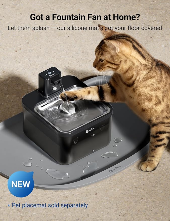 DownyPaws Cat Water Fountain Cordless, Pet Fountain, 84oz/2.5L, Black Pro | Wireless Cat Drinking Water Fountains for Cats Indoor, Fursink , Battery Operated, Motion Sensor, Ultra Quiet Pump, BPA-Free - Image 6
