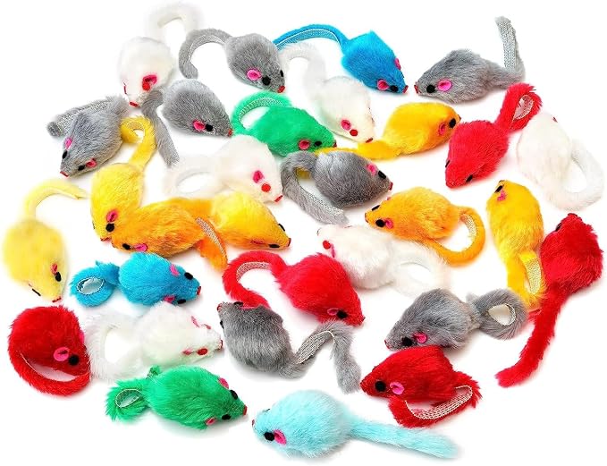 12PCS Cat Mouse Toys, Faux Fur Interactive Catnip Mice | Realistic 3.9in size with a durable plastic body and rattling sound, Perfect for indoor Cats, Kittens and Puppies - Image 7