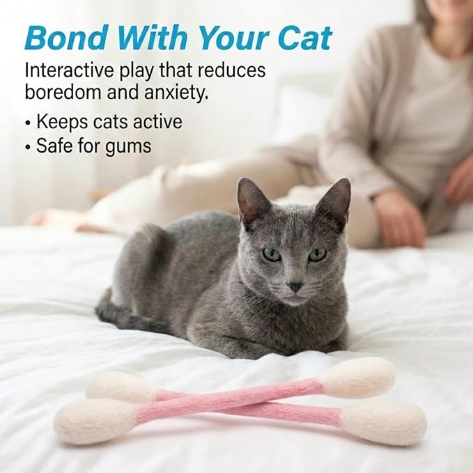 Glaciart One XXL Swabs Cat Toys with Catnip - 2 Pk | Durable for Chew, Cute Cat Toys Interactive Kitty for Boredom, Exercise, & Play | Filled w/Organic Catnip for Anxiety & as Digestive Aid - Image 5