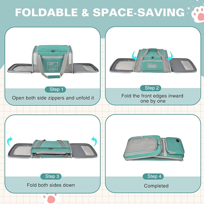 Cat Carrier Airline Approved Privacy Portable Top Load Pet Travel Bag | Soft Sided Pet Carriers for Small Cats Dogs Puppy up to 16 Lbs,Collapsible,Zipper Lock,Luggage Sleeve,2 Storage,Washable - Image 8