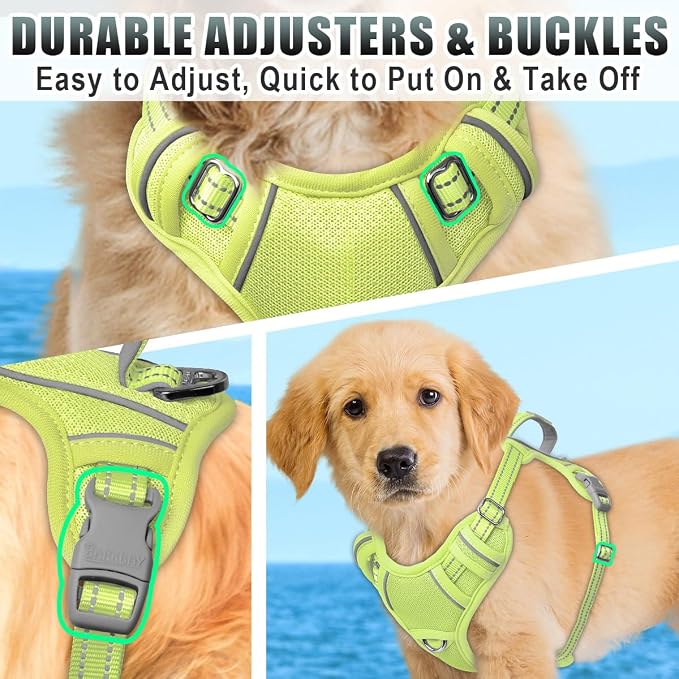 BARKBAY No Pull Dog Harness Large Reflective Dog Harness with Front Clip and Easy Control Handle for Walking Training Running with ID tag Pocket(Sunlight,S) - Image 8