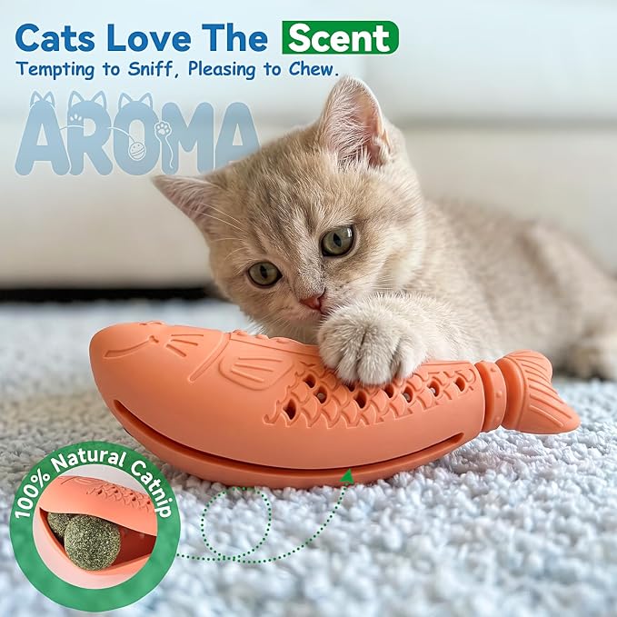 NEZIN 3 Pack Catnip Toys, Silicone Fish Cat Toys for Indoor Cats, Interactive Soft Chew Kicker Cat Toys for Indoor Cats & Kittens, Drives Bored Cat Crazy with Fun - Image 3