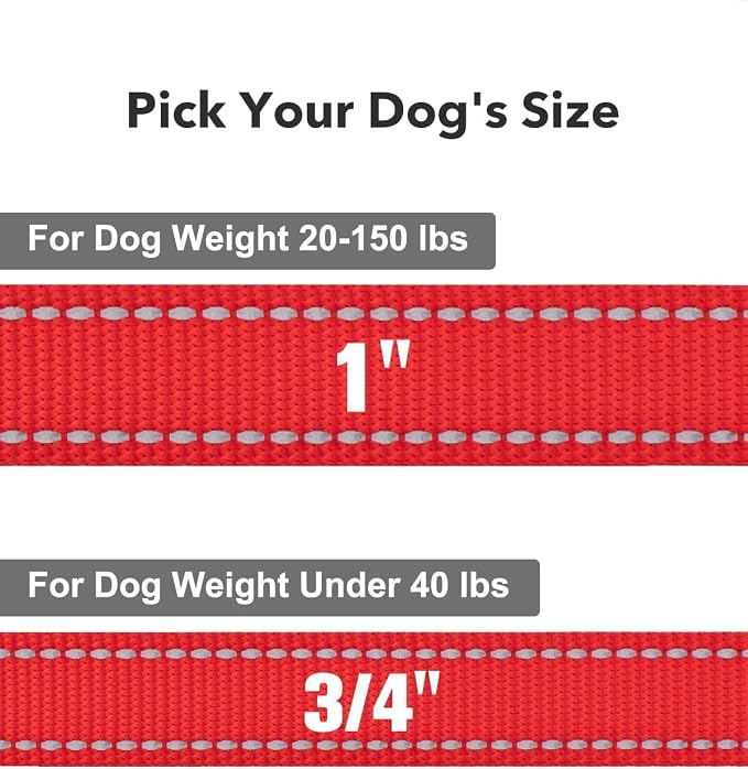 Taglory Reflective Dog Leash for Medium Large Dogs, 1in x 6ft, Red | Ideal for Night Walking, Strong for Sudden Pulls, Lightweight & Gentle on the Neck, Soft Padded Handle - Image 4