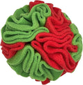 Glory To Dog Small Breed Snuffle Ball Foraging Dog Toy Christmas Green/Red | Interactive fleece snuffleball hides treats at variable depths. Engages smell & foraging instinct Machine wash 4" Small breed by GloryToDog