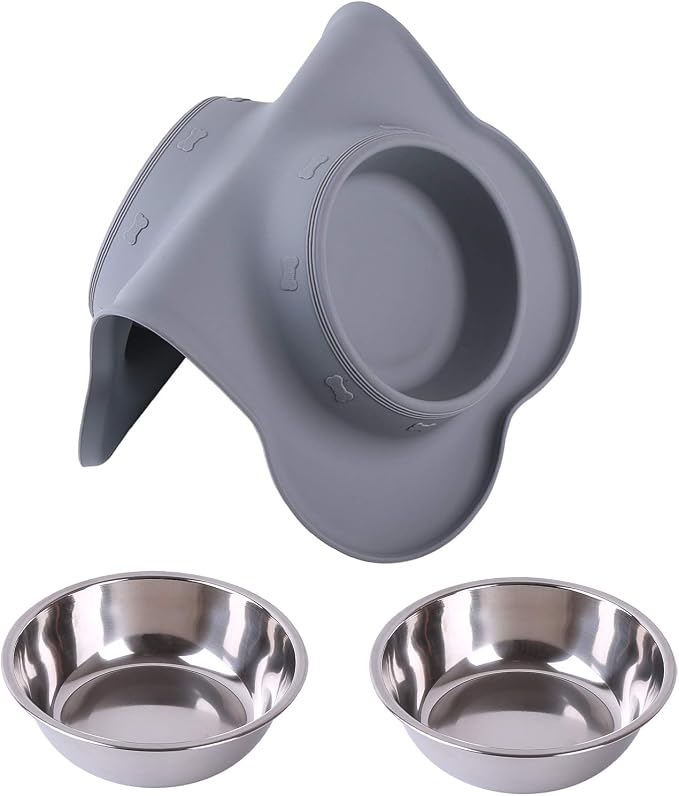 Hubulk Pet Dog Bowls 2 Stainless Steel with No Spill Non-Skid Silicone Mat + Pet Food Scoop Water and Food Feeder Bowls for Feeding Small Medium Large Dogs Cats Puppies ( Gray) - Image 7