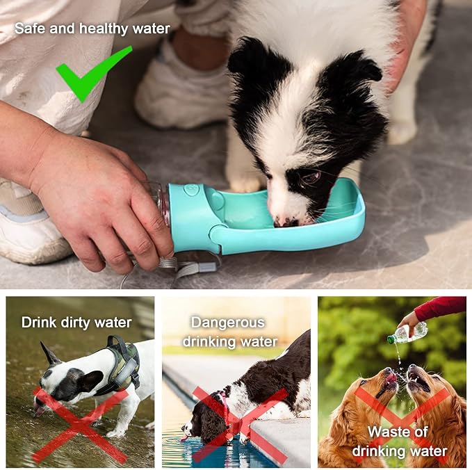 Portable Dog Water Bottle, Foldable Water Bottle for Dog, Blue, 12oz | Leak Proof Dispenser, Dishwasher Safe, Puppy Travel Water Bowl Fit for Cat, Rabbit, Small Animals Walking, Hiking, Travel - Image 6