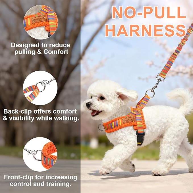 BEAUTYZOO Dog Harness Medium Sized and Leash Set, No Pull Step in Pet Vest | Adjustable Quick Fit No Choke Escape Proof, Breathable with Handle, Lightweight, Easy Control for Walking, Orange M - Image 7