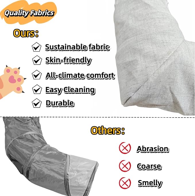 XxingSheep 4 Cave Premium Hemp Fabric XL Cat Tunnel Bed for Indoor Cats Cat Toys Cave Donut with Soft Mat - Image 3