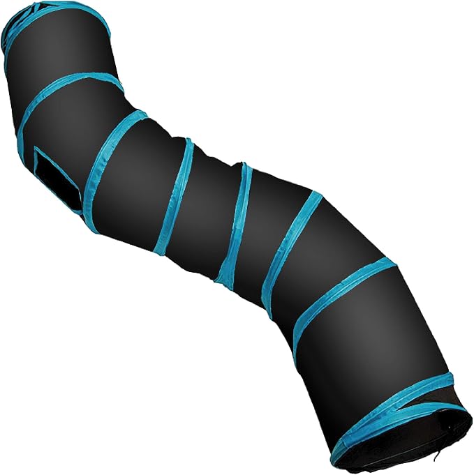 PetLike S Way Cat Tunnel Collapsible Pop-up Pet Tube Hideaway Play Toy with Ball (S-Way, Black) by PetsLikePetLike