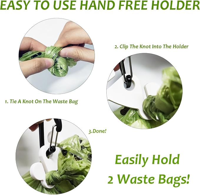 Dog Poop Bag Holder for Waste Bags Dispenser Leash Pet Waste Bag Carrier Hand Free Walking Holder,1PC White Holders - Image 5