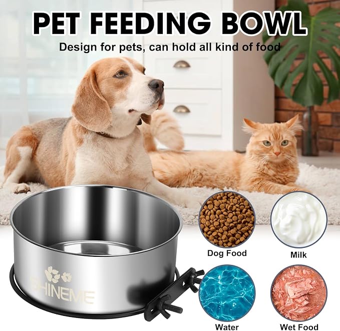 Kennel Bowls Mountable in Crate Kennel Cage (6.2x2.6” & 5.5x2.4”) | 34oz & 25oz Stainless Steel Dogs Bowls, Dog Food and Water Bowl for Dog Crate, 2 Pack, Silver - Image 4