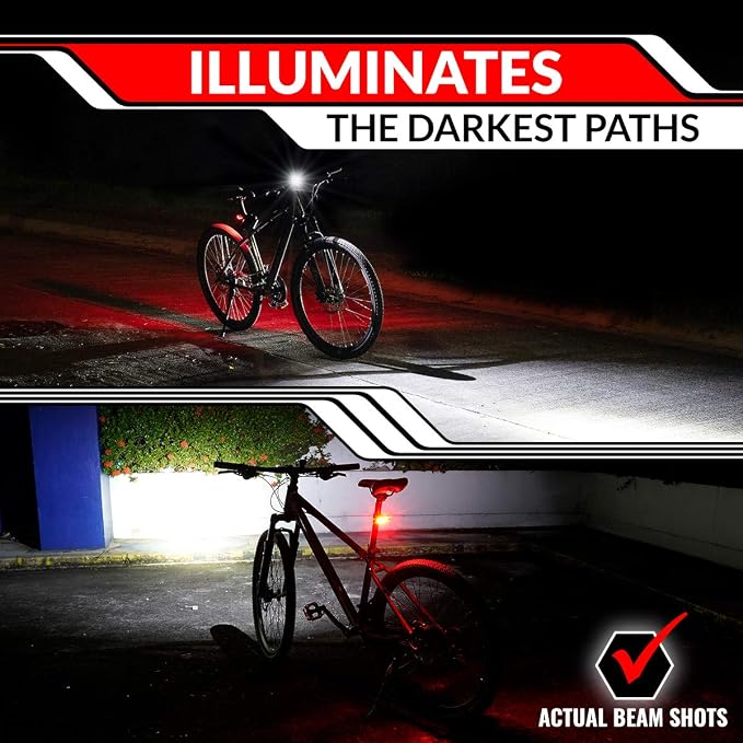 Bike Lights for Night Riding, USB Rechargeable Front and Back Lights, LED Bicycle Headlight and Tail Light Set, Water Resistant Bike Lights Rechargeable for Mountain Bikes, Kids Bike Light, MTB Light - Image 5