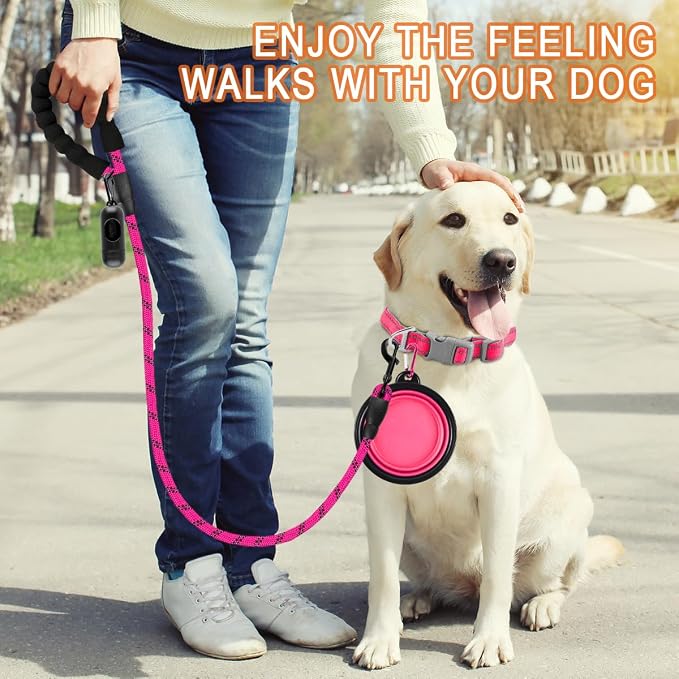 BARKBAY Dog Leashes for Large Dogs Heavy Duty Dog Leash 4/5/6 FT with Comfortable Padded Handle and Highly Reflective Threads for Medium Large Dogs Walking Training Running (4FT-1/2'',Fushcia) - Image 7