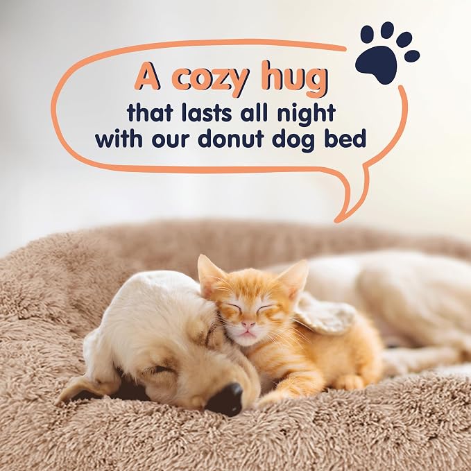 Donut Dog Bed - Premium Comfort for Anxiety Relief - Fluffy & Calming Design with Ultra-Plush Support | Cozy Round Dog Bed with Super Soft Circle Style (Pink, X-Large) - Image 8