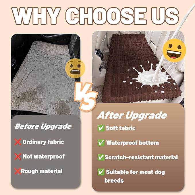Dog Car Seat Waterproof Bed Cover Back Seat Dark Brown 23.6”x51” | Nonslip Soft Comfortabl Pet Bed Mat Car Blanket for Travel Backseat Extender Seat Covers Dog Bed for Cars Trucks and SUVs - Image 2