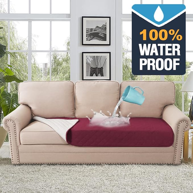H.VERSAILTEX Couch Cover for Dogs Washable 100% Waterproof Sofa Cushion Cover Dog Bed Cover Non-Slip Pet Blanket for Sofa Cushion Protector, 35" x 82", Burgundy - Image 3