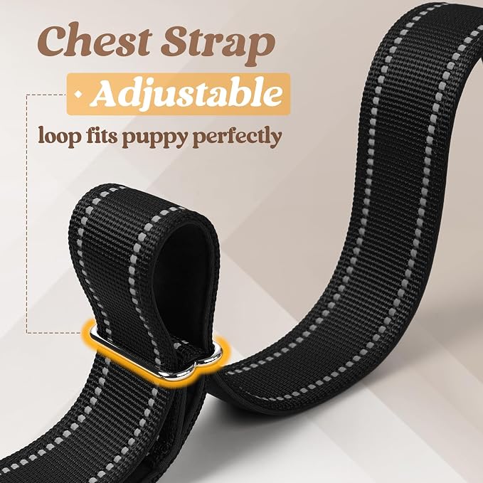 rabbitgoo Dog Harness No Pull, Quick Fit for Medium Sized Dog, Reflective | Chest Adjustable Pet Vest with Soft Padded Handle, No Choke Escape Proof for Walking Training, Black M - Image 7