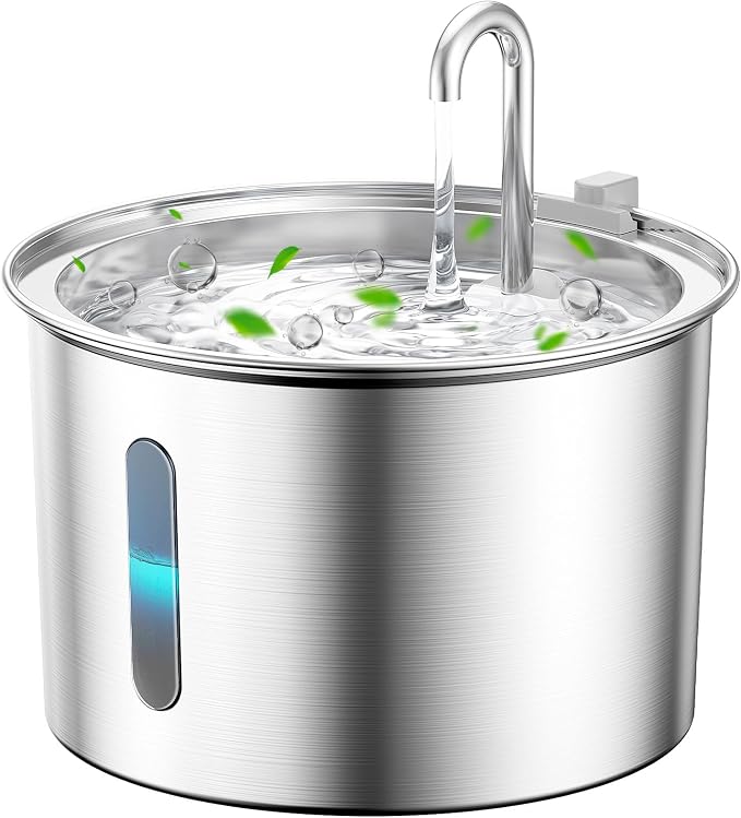 oneisall Stainless Steel Cat Water Fountain,PWF 001 | Quiet Pump＜30 dB, Faucet Spout Design, with 2 Replacement Filters for provide a fresh water by oneisall