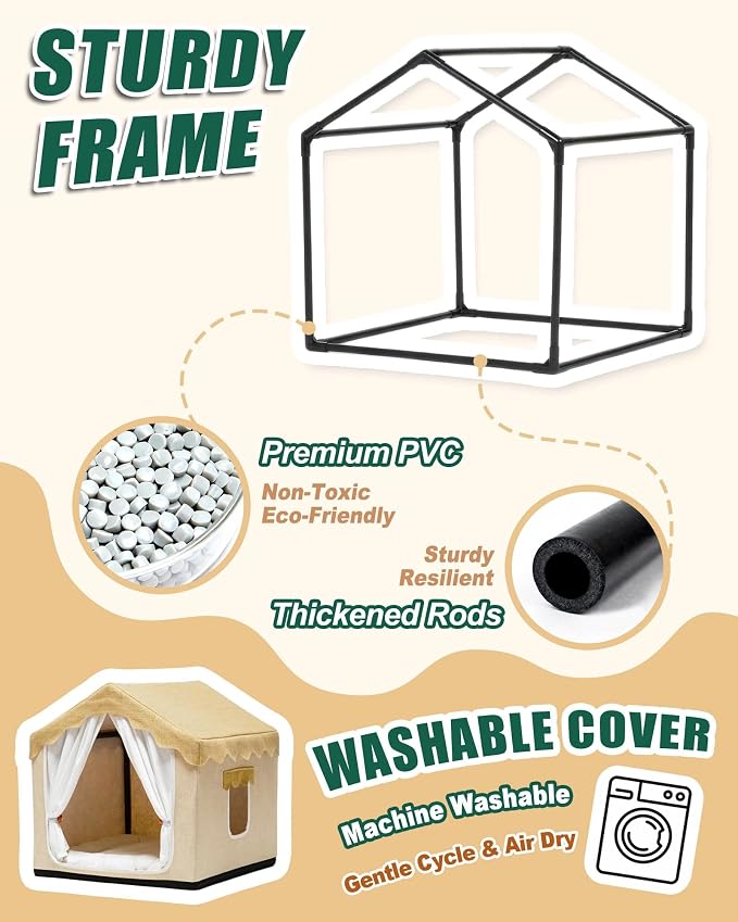 Boho Dog House Indoor, Soft Cozy Dog Cave for Small & Medium Dogs | Soft Dog Tent Bed with Sturdy Frame, Lightweight Portable, Machine Washable Pet Cave, Cozy Indoor Sleeping Nook - Image 4