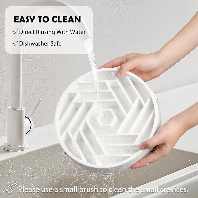 TOBYTO Slow Feeder Dog Bowls Large Medium Breed,Anti-Choking Slow Eating Dog Food Bowl,Non Slip Pet Slower Food Feeding Bowls Large Puzzle Slow Feeder Bloat Stop Maze Dog Dishes,White - Image 7