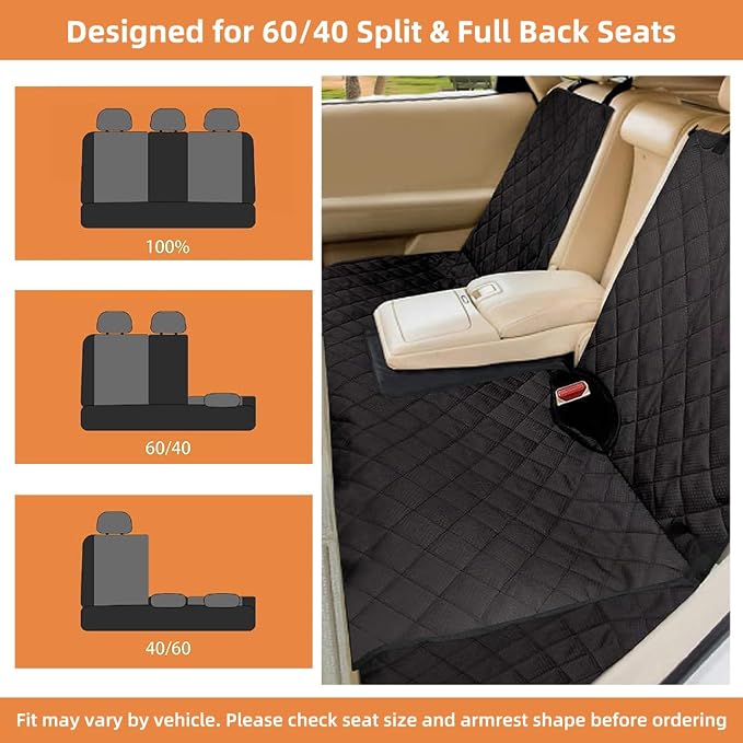 Bark Lover Dog Car Seat Cover for Back Seat, Upgraded Thickened Matte Fabric, Waterproof Car Seat Protector, Non-Slip Backseat Cover for Dogs in Car, Armrest Compatible, Fits Most Cars SUVs & Trucks - Image 2