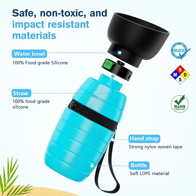 Pecute Portable Dog Water Bottle 29oz, Pet Walking Water Bottle | Dog Travel Water Bottle, Leakproof, Lightweight Dog Water Bottle Dispenser for Outdoor Walks Trips Hikes Travels - Image 3
