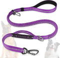 Dog Leash Heavy Duty, Reflective Bungee Leash Seat Belt for L Dogs Purple | 4-6FT Strong Shock Absorbing Tactical with 2 Padded Handles, Dog Tug Lead for Large XL Dogs Walking Running Training by Misthis