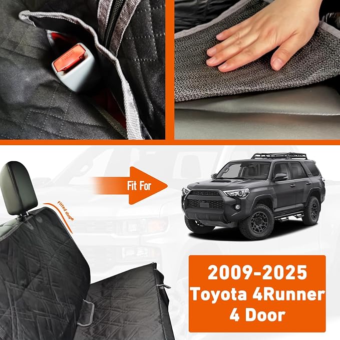Dog Car Seat Cover for Toyota 4Runner 4 Door 2009-2024 | Waterproof Pet Bench Seat Cover for Back Seat, 600D Heavy Duty Scratch Proof Nonslip Truck Seat Covers for Dogs - Image 2