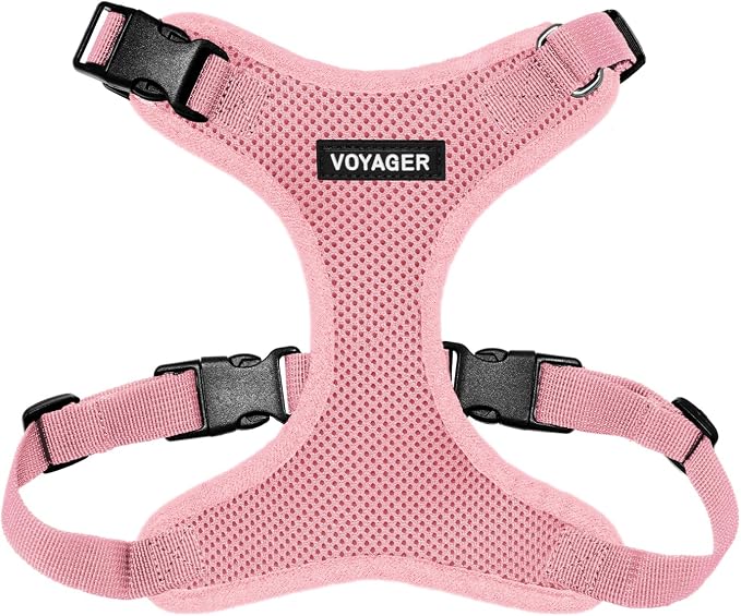 Voyager Step-in Lock Dog Harness - Pink, Large | 20 - 25" in Chest, Adjustable, Breathable Air Mesh, Lightweight for Daily Walks, Strong Clips, Heavy Duty D-Ring by BestPetSuppliesLLC