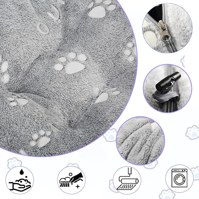 Cat Tunnel Bed, Cat Tunnels for Indoor Cats, Cat Donut Tunnel Toy with Washable Circle Cushion, Straight Shaped Tunnel, 4 Fluffy Balls, Blackout Tent, Self-Luminous Cat Toys（Grey） - Image 3