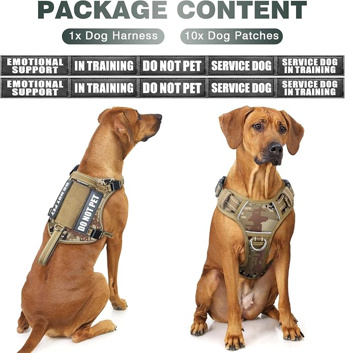 Tactical Dog Harness, No Pull Dog Harness for Medium Large Dogs with Handle & Molle, Military Service Dog Vest Harness in Training Pet Harness for Small Dogs - Image 2