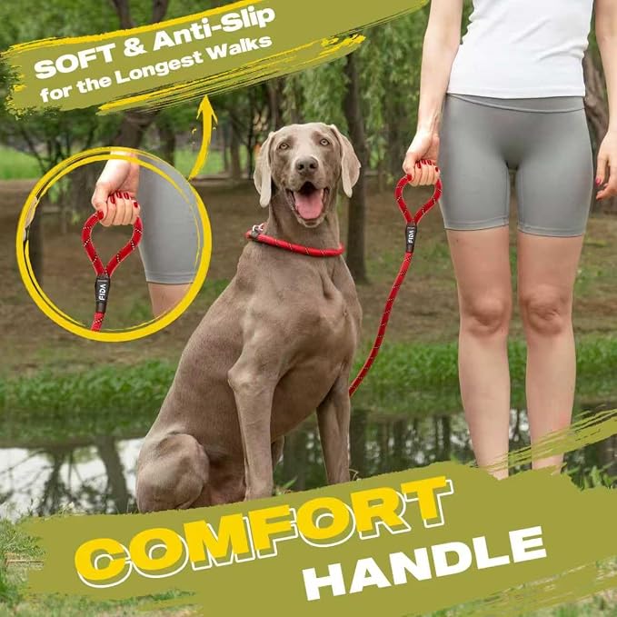 Fida Slip Lead Dog Leash 5 Pack, 6 FT x 1/2" Dog Training Leash, Red | For Large Medium Dogs, Comfortable Heavy Duty Rope Slip Leash, Highly Reflective for Night Safety, No Pull Pet Loop Leash - Image 6