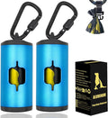 Metal Dog Poop Bag Holder 2-Pack w/Leash Clip|Durable Scratch-Resistant Aluminum|30 Bags+6 Accessories（Blue） by SHAOUMAN