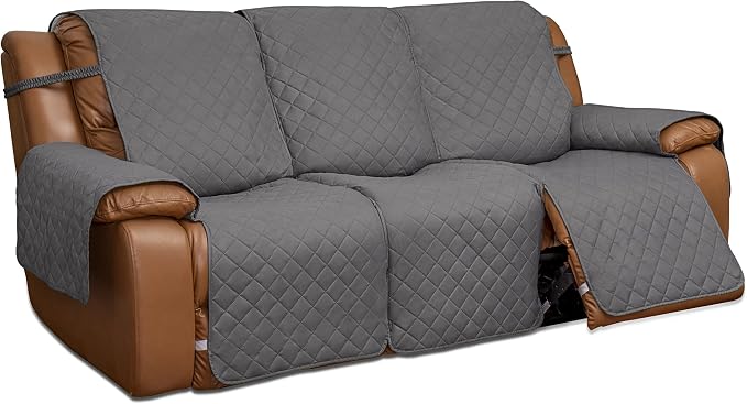 Easy-Going Recliner Sofa Cover, Reversible Couch Cover for 3 Seat Recliner, Split Sofa Cover for Each Seat, Furniture Protector with Elastic Straps for Dogs, Pets(3 Seater, Gray/Light Gray) | Washable Sofa Slipcover For Dogs, Sofa Cover For Recliner, F... by Easy-Going
