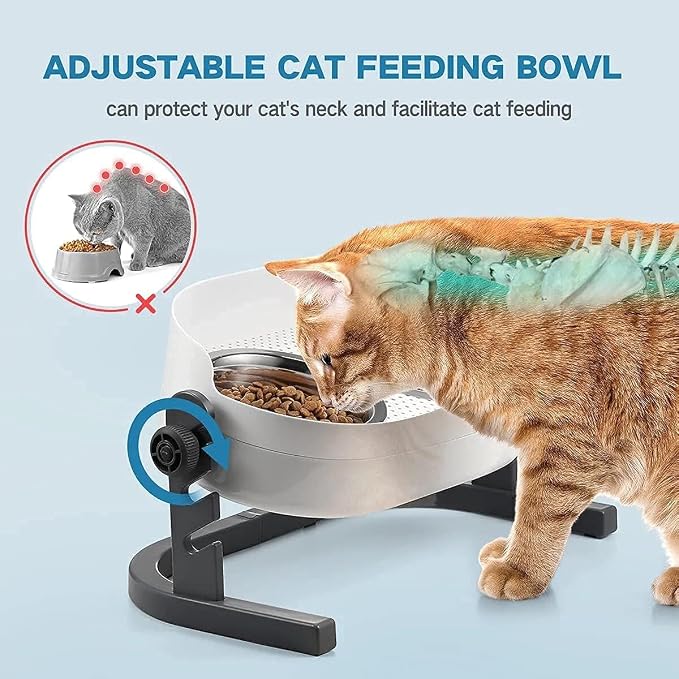 All for Paws Height Adjustable Cat Elevated Bowls Stainless Steel Dog Food Water Bowls, Height Adjustable Cat Feeder Mess Proof Pet Feeding Bowls for Small to Large Size Cats - Image 2