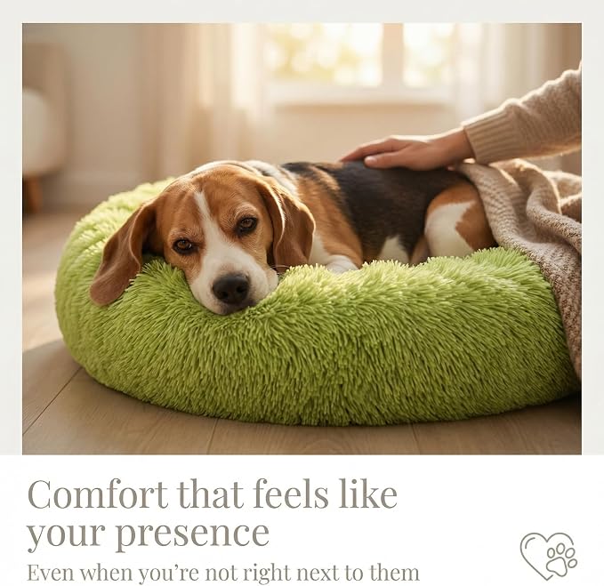 nononfish Cozy Donut Dog Bed,Plush Round Calming Pet Bed | Cozy round donut pet bed designed for comfortable daily sleeping. - Image 2