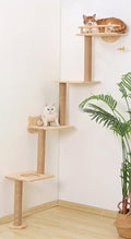 Cat Tree Wall Mounted with 4 Levels Shelves, 73" Wood Corner Tower Inside Kitten Scratching Post for Climbing,Perching and Lounging (Left to Right) by Caloreduce