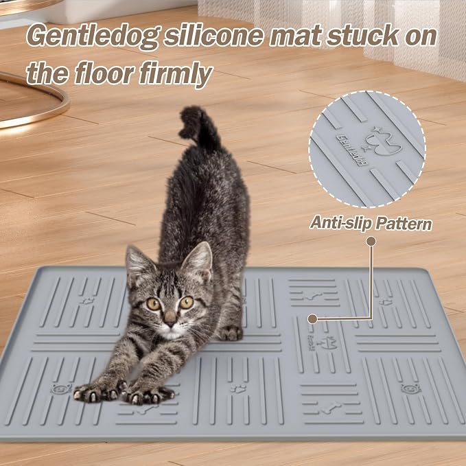 Silicone Cat Litter Mat, 34" X 25" Litter Box Mat, Dark Grey | SiliconeLitter Trapping Mat, Soft and Waterproof - Image 5