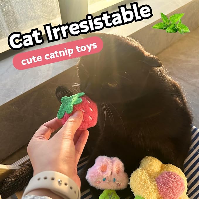 CECE PAW 3 PCS Catnip Toys, Includes 6-Pack Catnip Pouches, Catnip Refillable Interactive Cat Toy with Crinkle Sound, Bunny Easter Kicker Toy for Indoor Cats, Chew, Food Puzzle for Kitten Enrichment - Image 3